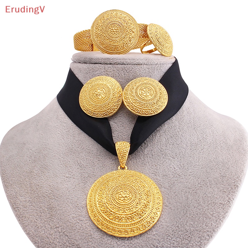 [ErudingV] Bộ Trang Sức Màu Vàng Đồng Châu Phi Mặt Vòng cổ Lớn Và Trang Sức Vòng Đeo Tay Ý Quà Tặng Đám Cưới [Mới]