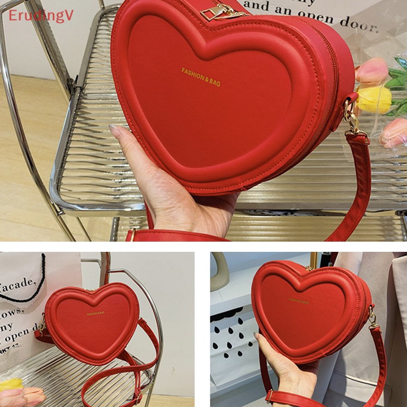 Túi Đeo Chéo Vai Bằng Da PU Hình Trái Tim Thời Trang Dành Cho Nữ