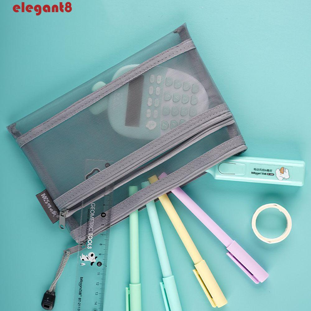 Túi Đựng Bút Bằng Nylon Hai Ngăn Có Khóa Kéo Kiểu Dáng Thanh Lịch