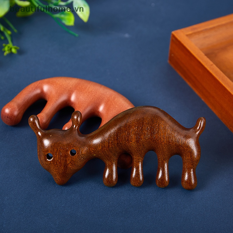 Lược Chải Tóc Răng Thưa Bằng Gỗ Mát Xa Da Đầu