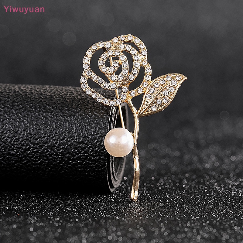 < Yiwuyuan > Ghim Cài Áo Hình Hoa Trà Đính Kim Cương Giả Thanh Lịch Chống Thất Lạc Thời Trang Niche