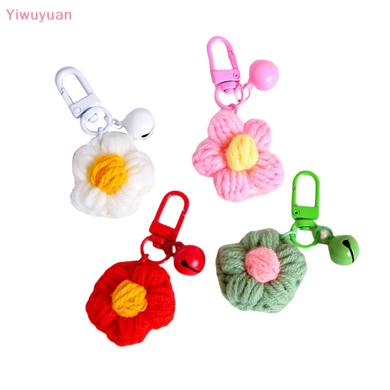 < Yiwuyuan > Móc Khóa Xe Hơi / Ba Lô / Túi Xách Trang Trí Hình Hoa Đan Móc Khóa Màu Sắc Dễ Thương