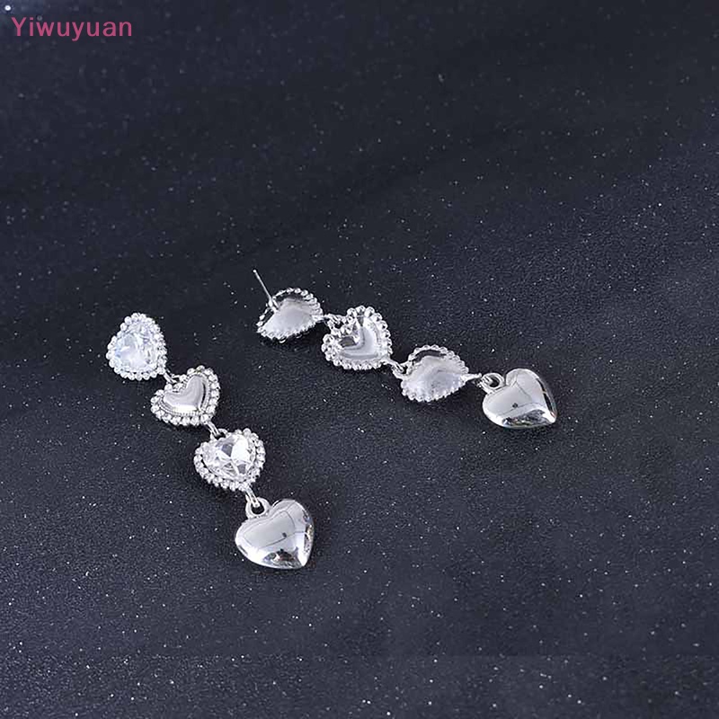 1 Đôi Bông Tai Dáng Dài Hình Trái Tim Phong Cách Vintage Thời Trang