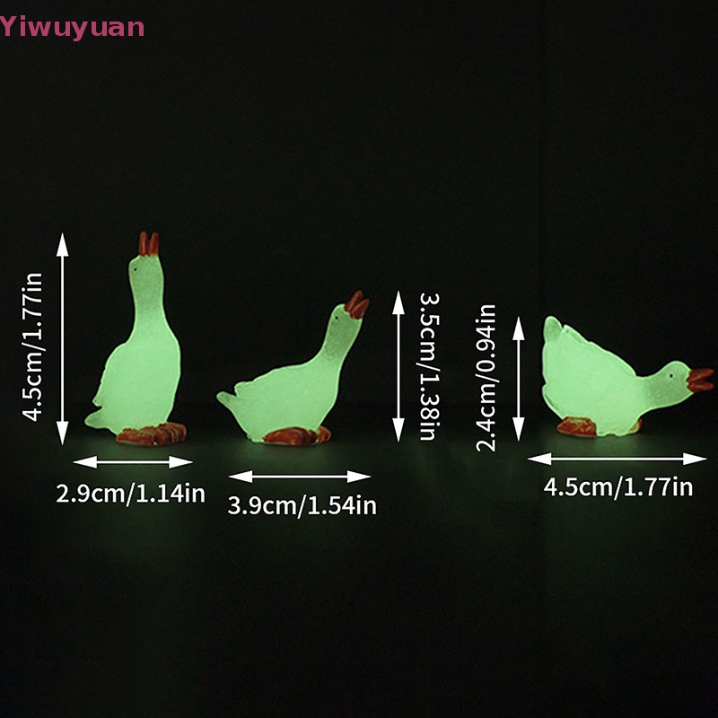 Bộ 3 Tượng Ngỗng Mini Bằng Nhựa Phát Quang Trang Trí Sân Vườn Mới