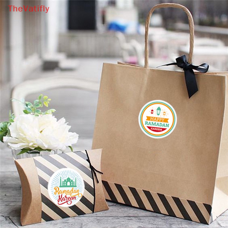 Bộ 90 Miếng Dán Hình Tròn In Chữ Eid Mubarak Độc Đáo Dùng Trang Trí Quà Tặng