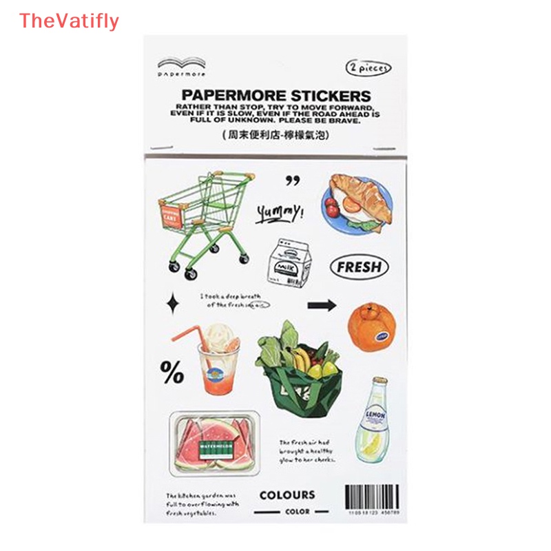 Bộ 2 Tấm Sticker Dán Trang Trí Sổ Tay DIY Hình Đồ Ăn Vặt Đơn Giản