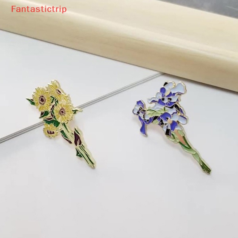 Ghim Cài Áo Hình Hoa Hướng Dương Van Gogh Bằng Kim Loại Tráng Men Mới Cho Nữ