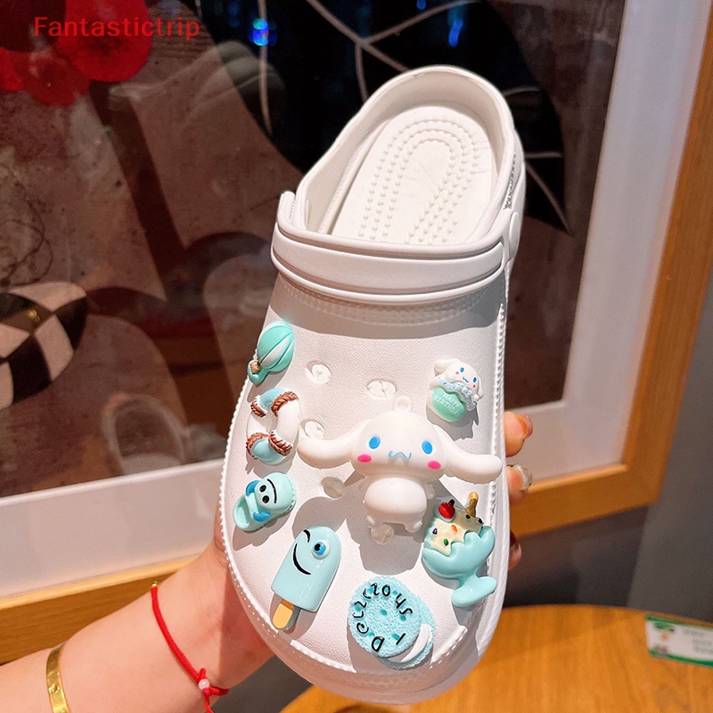 1 Cặp Giày Croc DIY Họa Tiết Hoa Hoạt Hình Dễ Thương Có Thể Tháo Rời Cho Bé