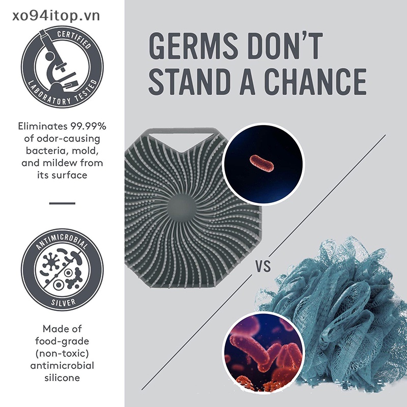 Xoitop 1 Bàn Chải Chà Cơ Thể Bằng Silicon Đa Giác Có Tay Cầm Tiện Dụng