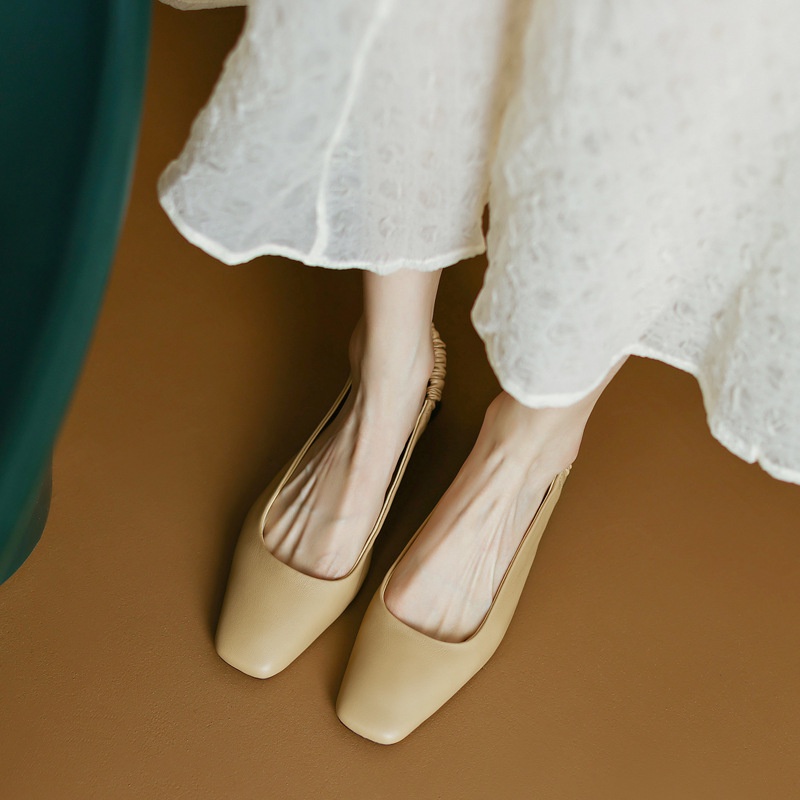 Tóc Thẳng Của Nhà Máy Duoya ~ [Hàng Có Sẵn] Cảm Xúc ~!Giày Sandal Gót Dày Mũi Vuông Hở Ngón Dễ Phối Đồ Thời Trang Cho Nữ