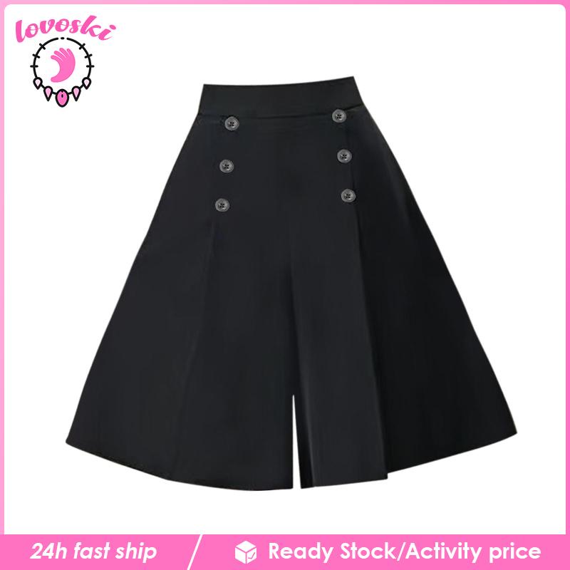 [Lovoski] Quần Culottes Lửng Dáng Rộng Năm Tấc Đi Du Lịch Mua Sắm Đường Phố Cho