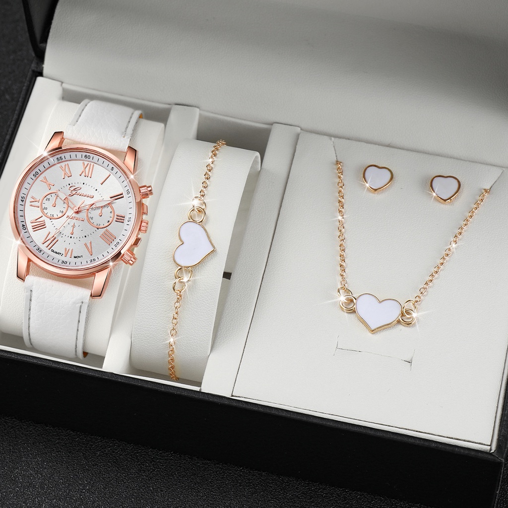 Đồng Hồ Nữ Geneva Dây Da Đính Đá Ngọc Lam