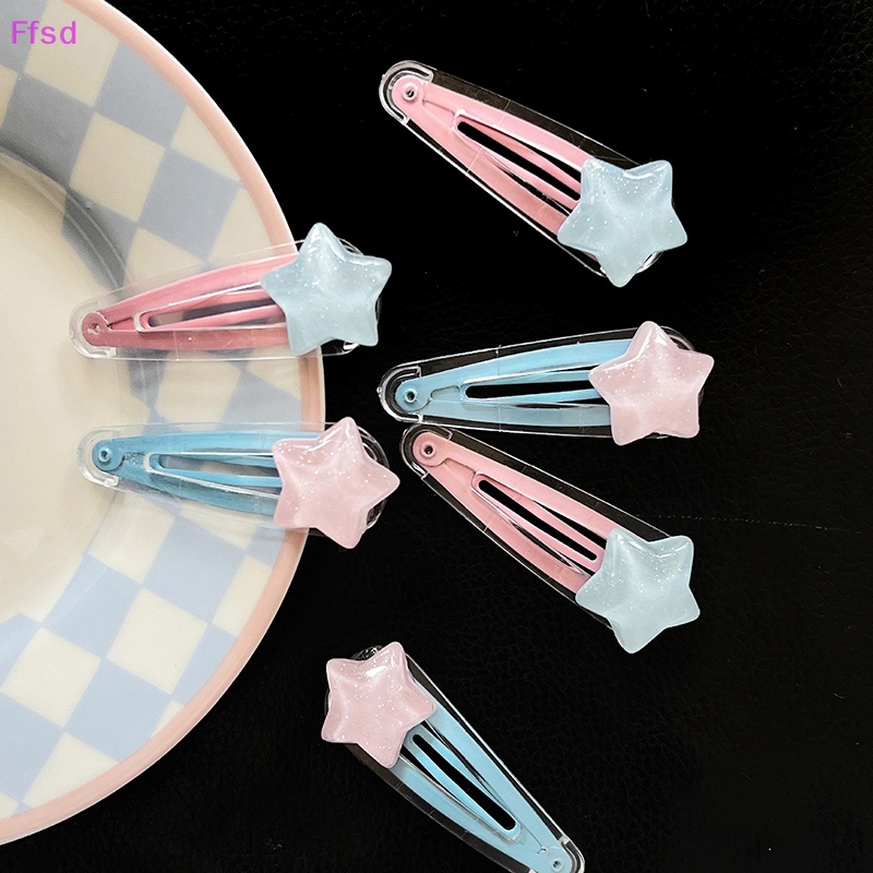 {Ffsd} Kẹp Tóc Mái Ngôi Sao Lấp Lánh Màu Kẹo Ngọt Ngào Vintage Cho Nữ * Hàng Bán Chạy