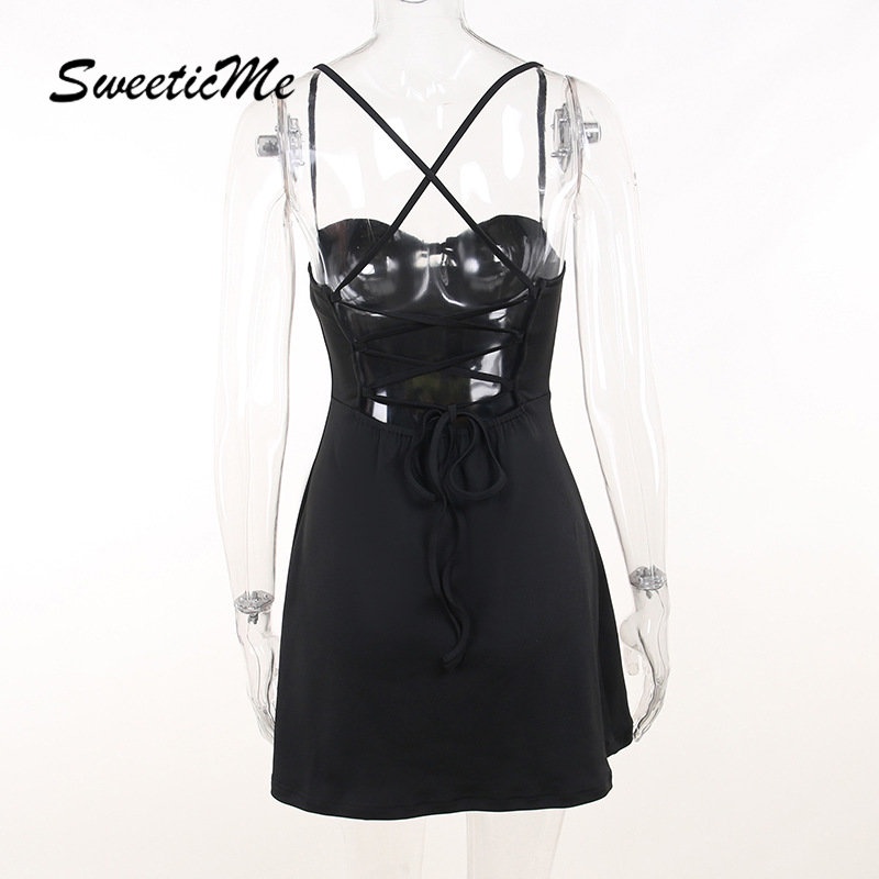 Đầm Ngắn Hở Lưng Dáng Ôm Màu Trơn Thời Trang Mới 2023 Dành Cho Bạn Nữ