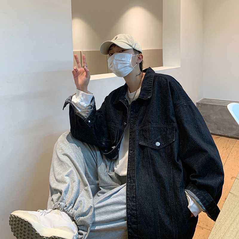 Áo Khoác Denim Thời Trang Đường Phố Mỹ Mới Cho Nam