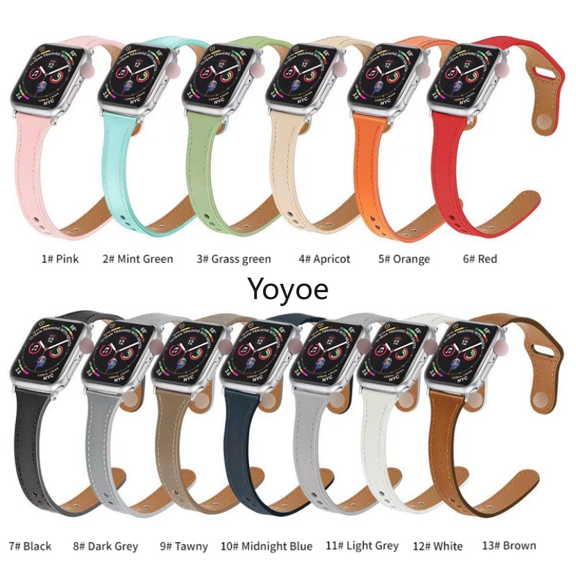 Dây Đeo Bằng Da Kích Thước Nhỏ 45mm 44mm 49mm 41mm 40mm 42mm 38mm Cho iWatch Series 1 2 3 4 5 6 SE 7 8 Ultra
