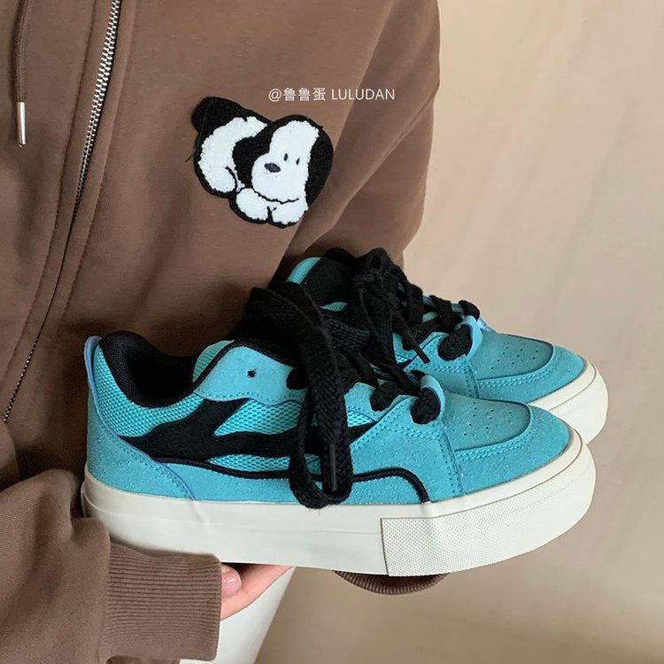 Giày Thể Thao Da Đế Bằng Phong Cách Retro Thời Trang Cho Nữ