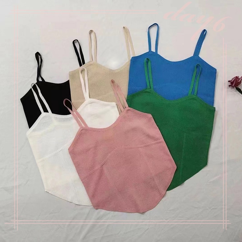 Áo Croptop Dệt Kim Màu Sắc Đơn Giản Cho Nữ