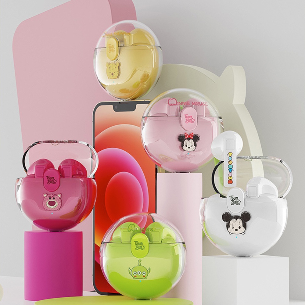 Tai Nghe Bluetooth TWS Hình Viên Thuốc Không Gian Gấu Pooh Dâu Tây Cho Bé Trai Và Bé Gái