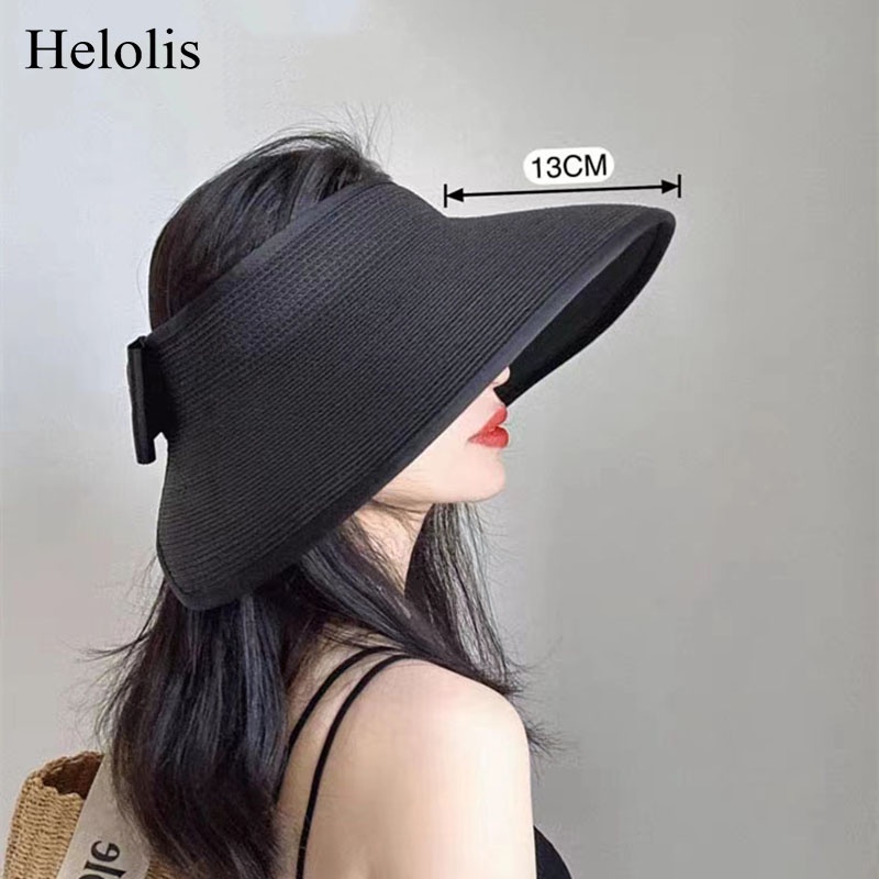 Mũ Cói Rộng Vành Hở Chóp Đính Nơ Phong Cách Pháp Cho Nữ