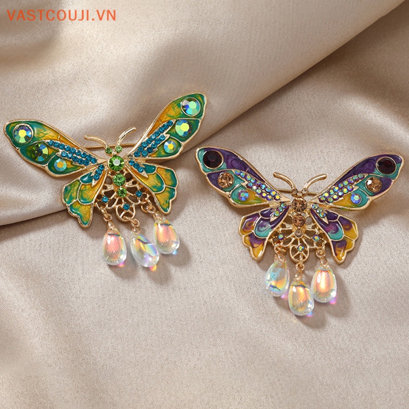 Trâm Cài Áo Hình Giọt Nước Bướm Tráng Men Phối Tua Rua Trang Trí Tiệc Tùng / Văn Phòng