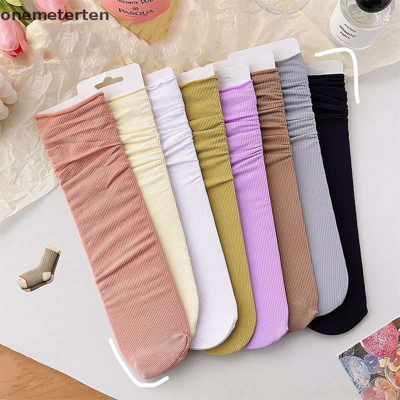 Rten 1 Đôi Vớ Dài Đến Giữa Bắp Chân Bằng Nylon Mỏng Mềm Thoáng Khí Màu Khaki Be Harajuku Thời Trang Mùa Hè Cho Nữ n