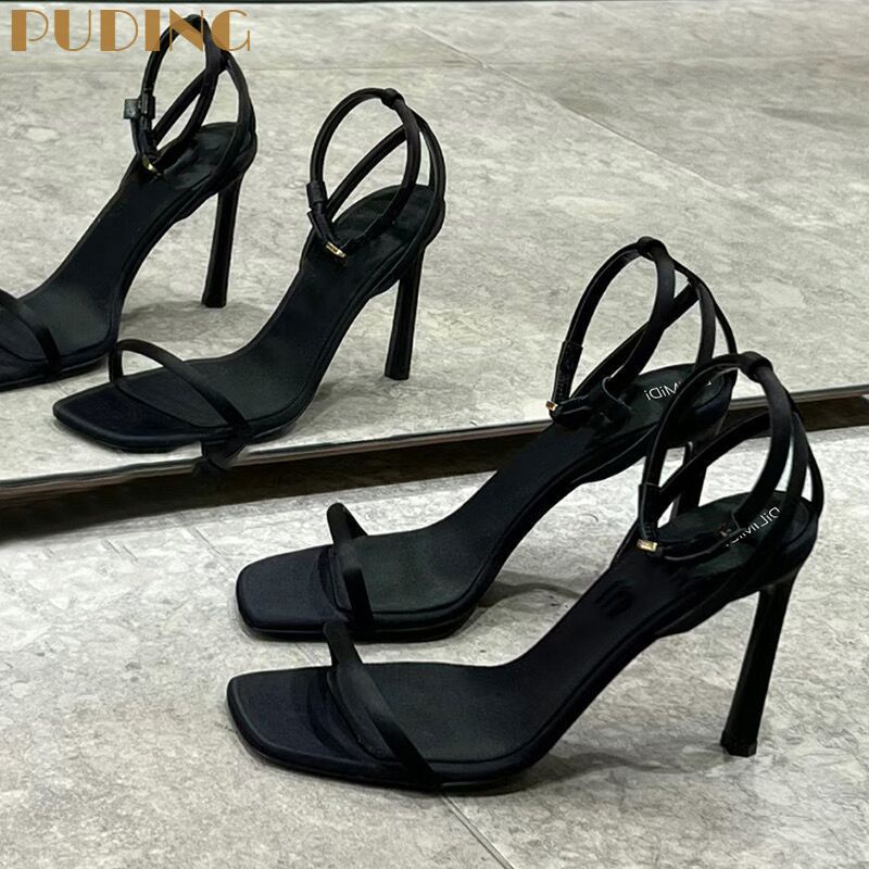 Sandal Cao Gót Hở Ngón Mũi Vuông Phong Cách Thời Trang Pháp Dành Cho Nữ