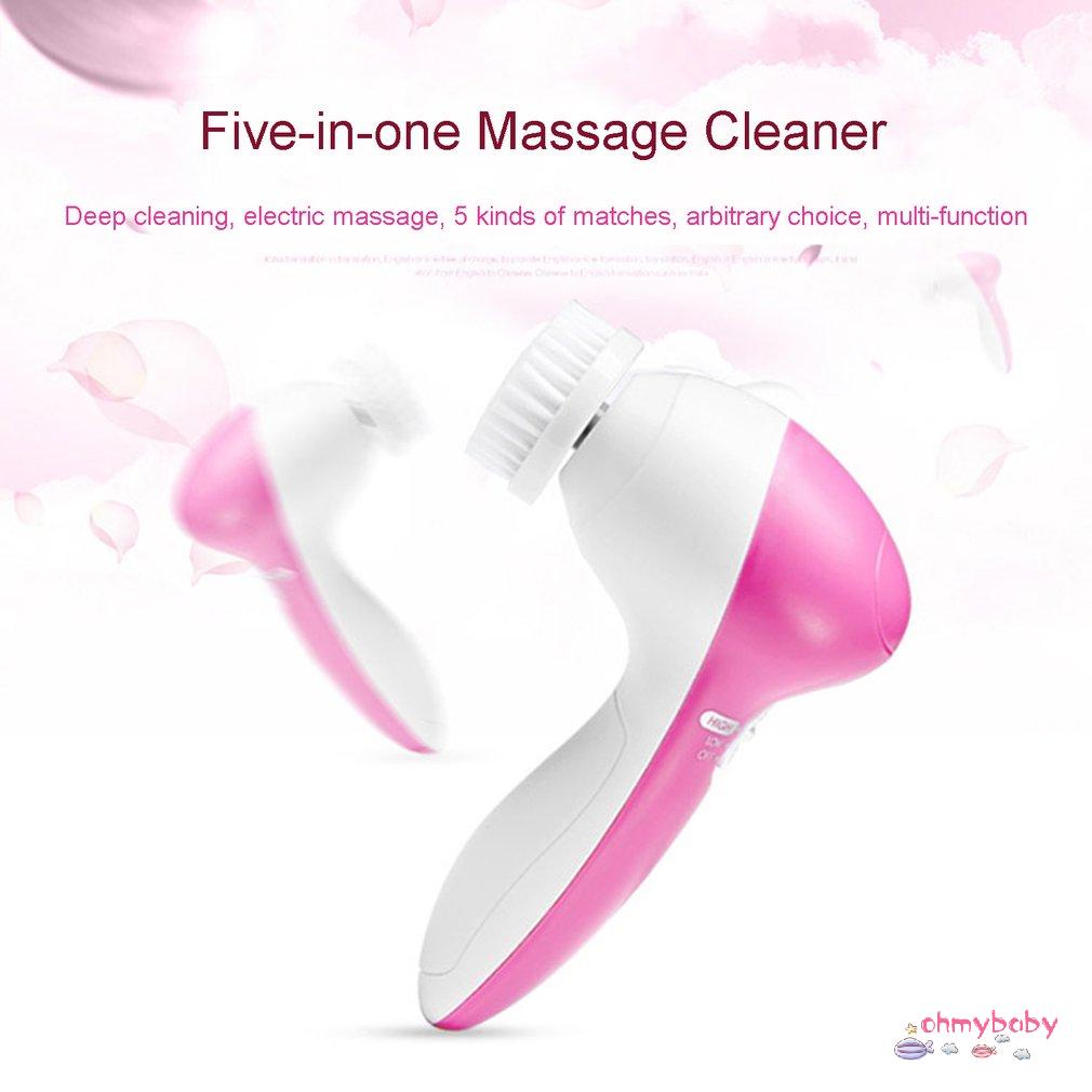 [InStock] Đa Năng 5 Trong 1 Dụng Cụ Làm Sạch Điện Xoay Rửa Mặt Máy Mát Xa Lỗ Chân Lông Bàn Chải [Z/3]