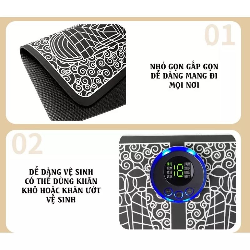 Thảm Massage Chân Xung Điện Máy mát xa chân EMS 8 chế độ, Thảm điện mát xa bàn chân thư giãn cơ bắp