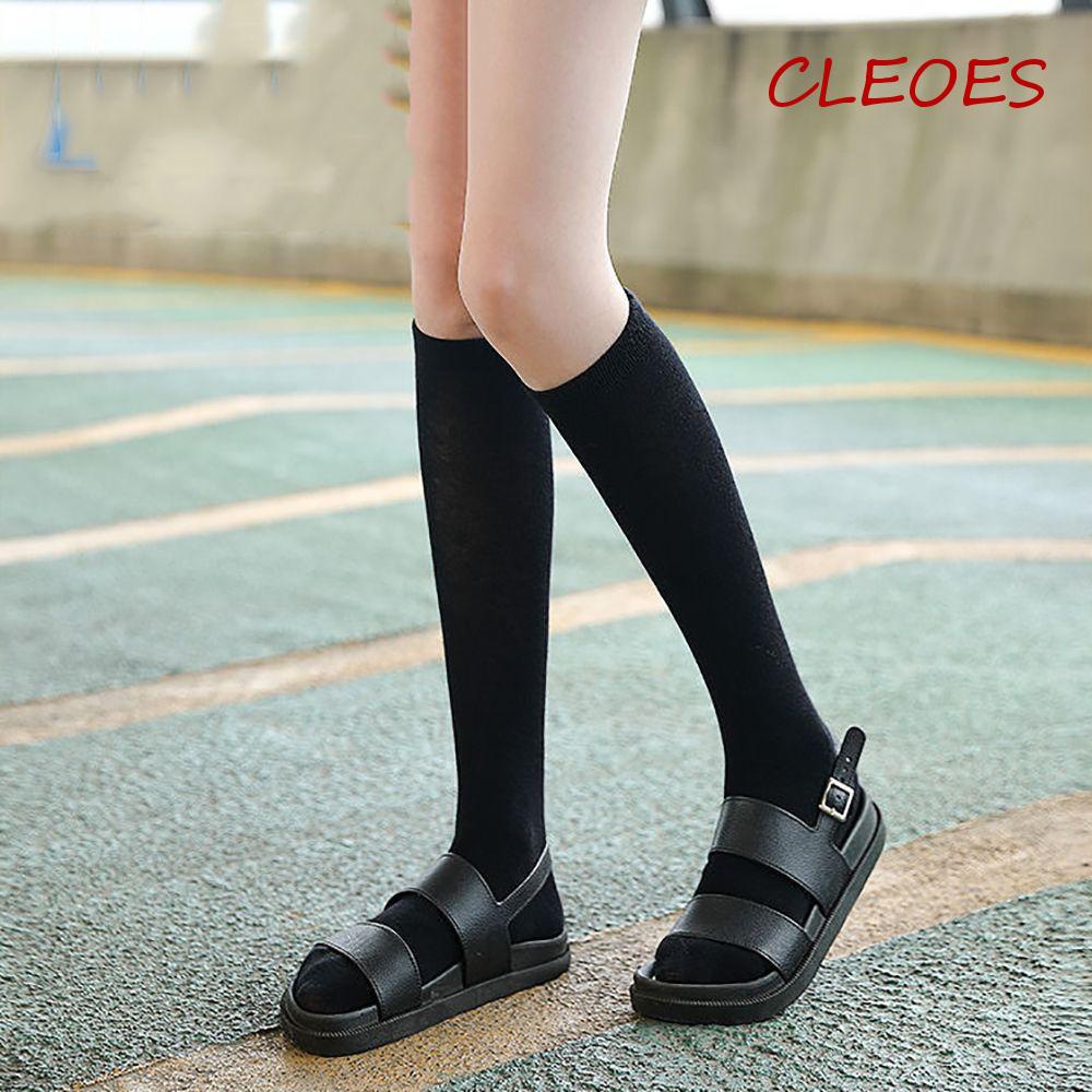 Tất Bắp Chân Cotton Màu Sắc Đơn Giản Cho Nữ