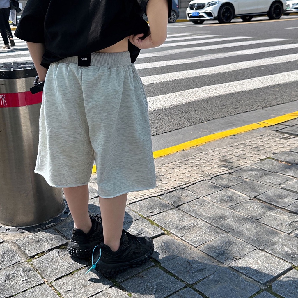 Quần short bé trai màu trơn cotton nỉ QB603 sz 90-140, quần ngắn đơn giản mùa hè phong cách Hàn quốc cho bé