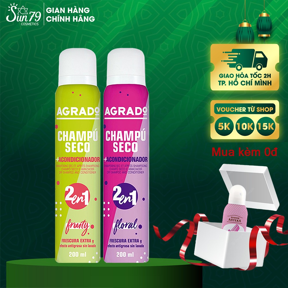 Dầu gội khô Agrado Champu Seco Dry Shampoo And Conditioner 2IN1 200ml