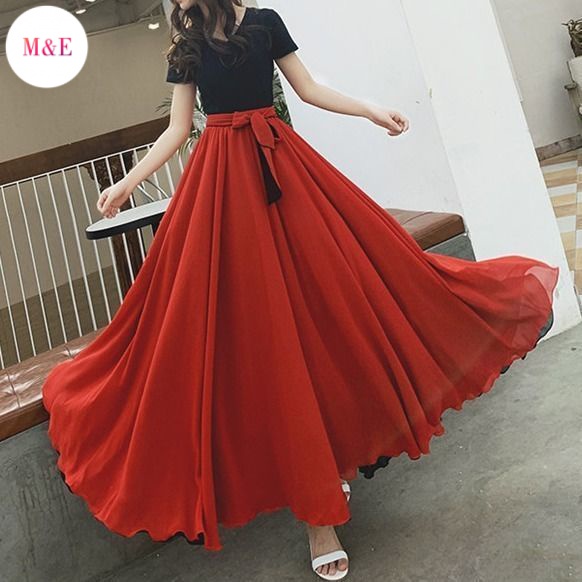 M &amp; E Váy Xòe Đi Biển Dáng Chữ a Dài 8m Rộng 540 Độ Màu Trơn Thanh Lịch Hàng Trực Tiếp Từ Nhà Máy Phong Cách Mới Weiwuer 2023