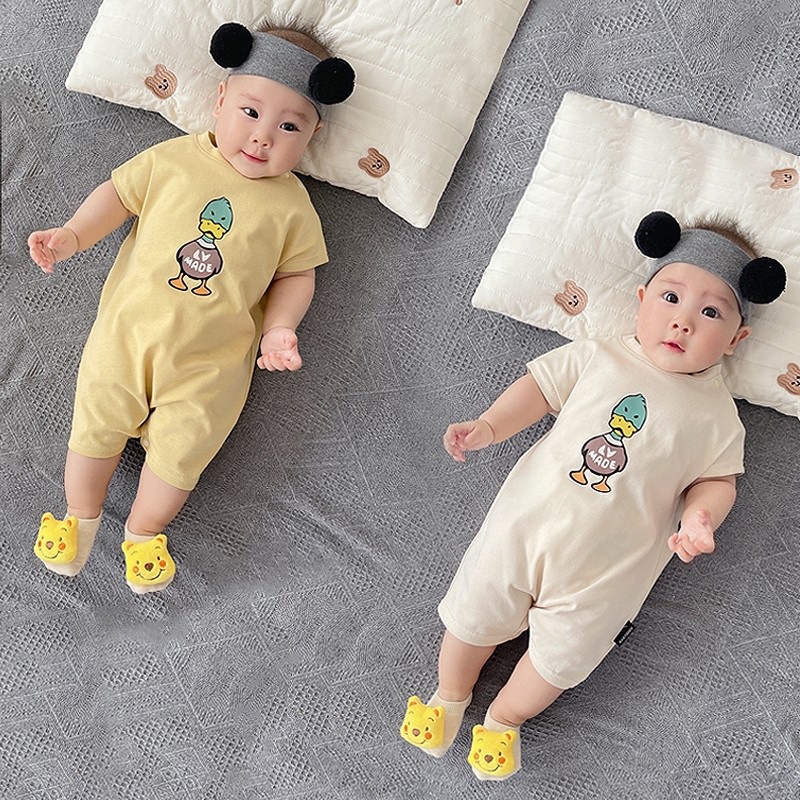 Áo Liền Quần Bằng Cotton Tay Ngắn Thời Trang Mùa Hè Hàng Mới Dành Cho Trẻ Em 0-18 Tháng Tuổi