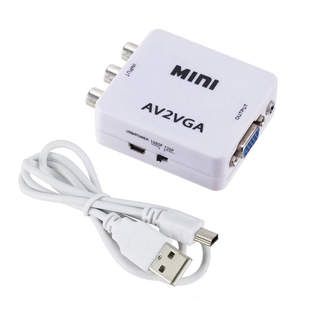 Mini High Definition Av2Vga Video Converter Box Av Rca Cvbs To Vga Hdtv Adapter [Q/1]