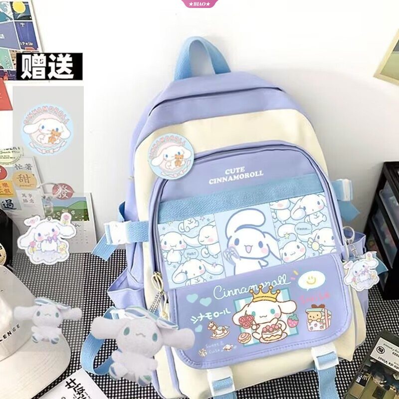SANRIO Mới Balo Đi Học Hình Cinnamoroll Nhồi Bông Màu Xanh Dương Y2k Đáng Yêu Cho Bé