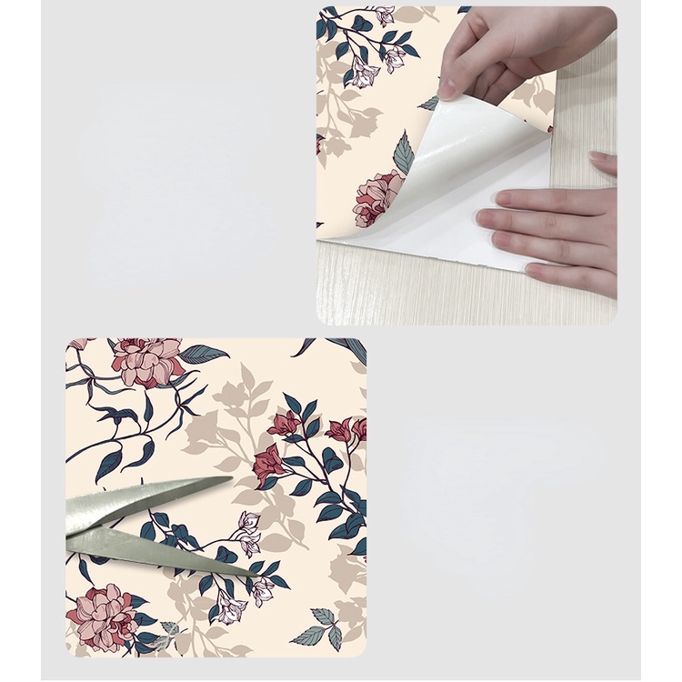 Giấy Dán Tường Bằng PVC Tự Dính Họa Tiết Hoa Tươi Tắn Trang Trí Nội Thất Phòng Khách
