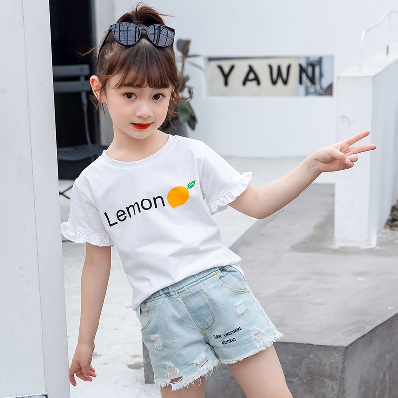 Áo Thun Mùa Hè 2023 Tay Cộc Cổ Tròn Kích Thước Vừa Và Lớn Phong Cách Hàn Quốc Hợp Thời Trang Cho Bé Gái