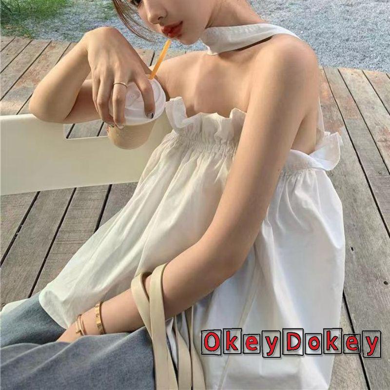 Áo Cổ Yếm Hở Vai Màu Trơn Thời Trang Mùa Hè Quyến Rũ Cho Nữ