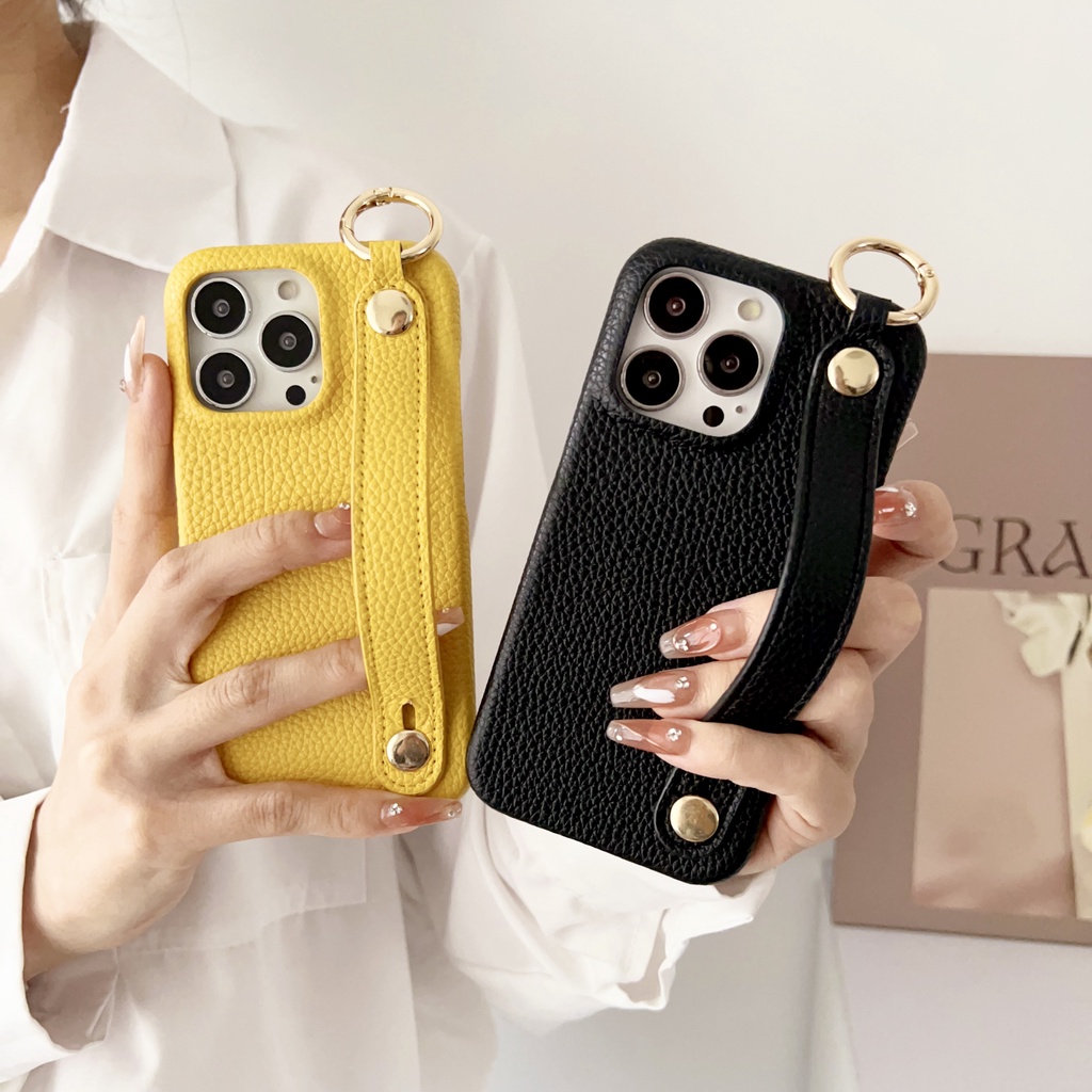 Ốp Điện Thoại Bằng Da Có Dây Vòng Tay Cho Iphone 14 13 12 Pro Max 11
