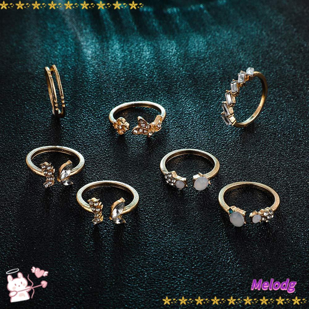 Bộ 7 Nhẫn Phong Cách Vintage Dành Cho Nữ|Nhẫn Hở Thiết Kế Đơn Giản Thời Trang Cao Cấp