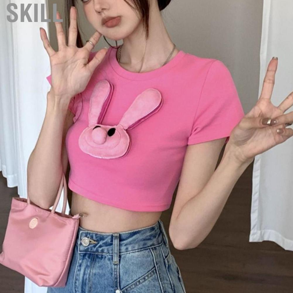 Skill Summer T Shirt  Versatile Women Short Sleeve Breathable Charming for Party
