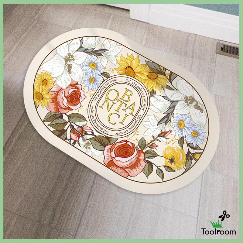 Thảm Chùi Chân Hình Oval Thấm Hút Nước Chống Trượt Cho Phòng Tắm
