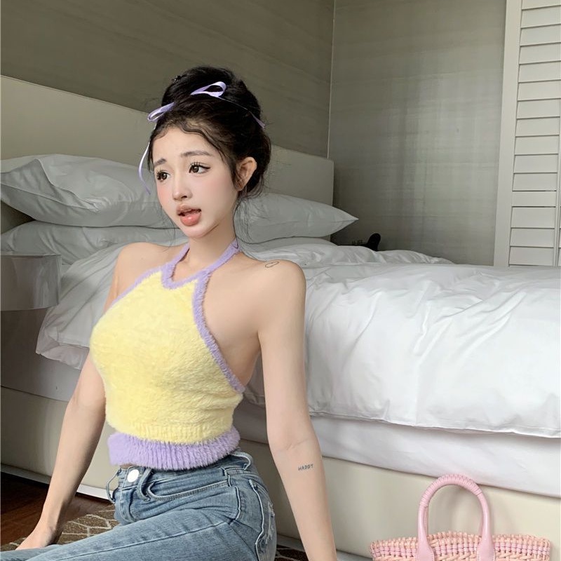 COZOK Áo Dệt Kim Sát Nách Dáng Ngắn Thời Trang Quyến Rũ Cho Nữ