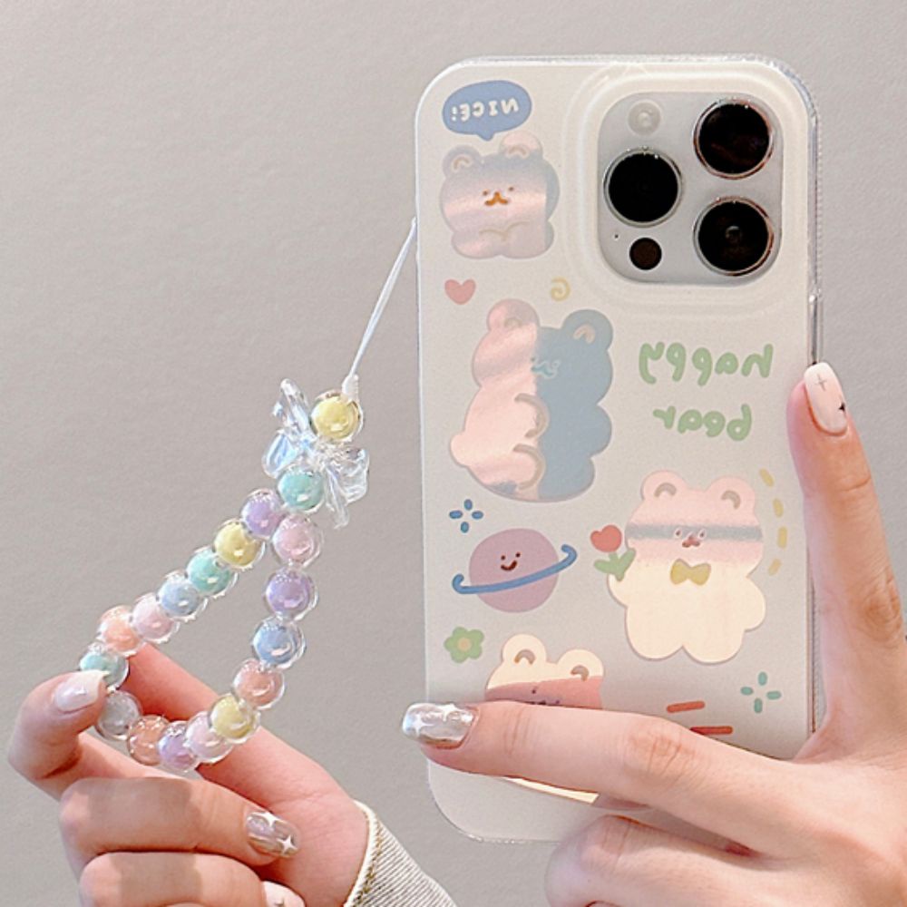 Ốp Điện Thoại TPU Dẻo Màu Laser Họa Tiết Hoạt Hình Chú Gấu Dễ Thương Chống Trượt Cho IPhone 11 IPhone 14 13 12 Pro Max
