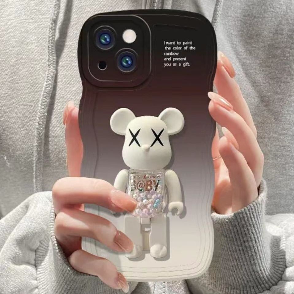 Ốp Điện Thoại Màu Gradient Có Giá Đỡ Hình Gấu Cho Iphone 11 Pro Max 12 / 13 / 14promax / Xsmax / Xr / 13 / 7 8Plus