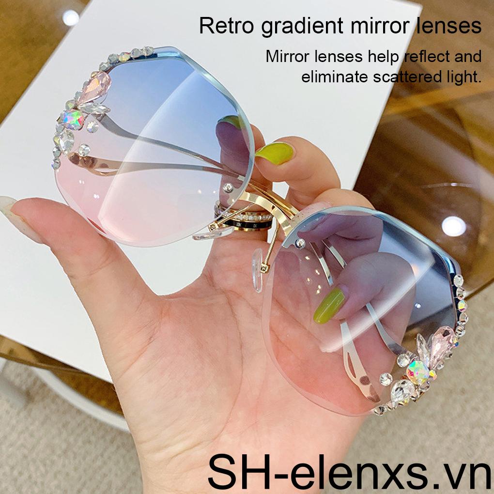 Kính Mát Không Gọng Đính Đá Thời Trang Vintage Cho Nữ