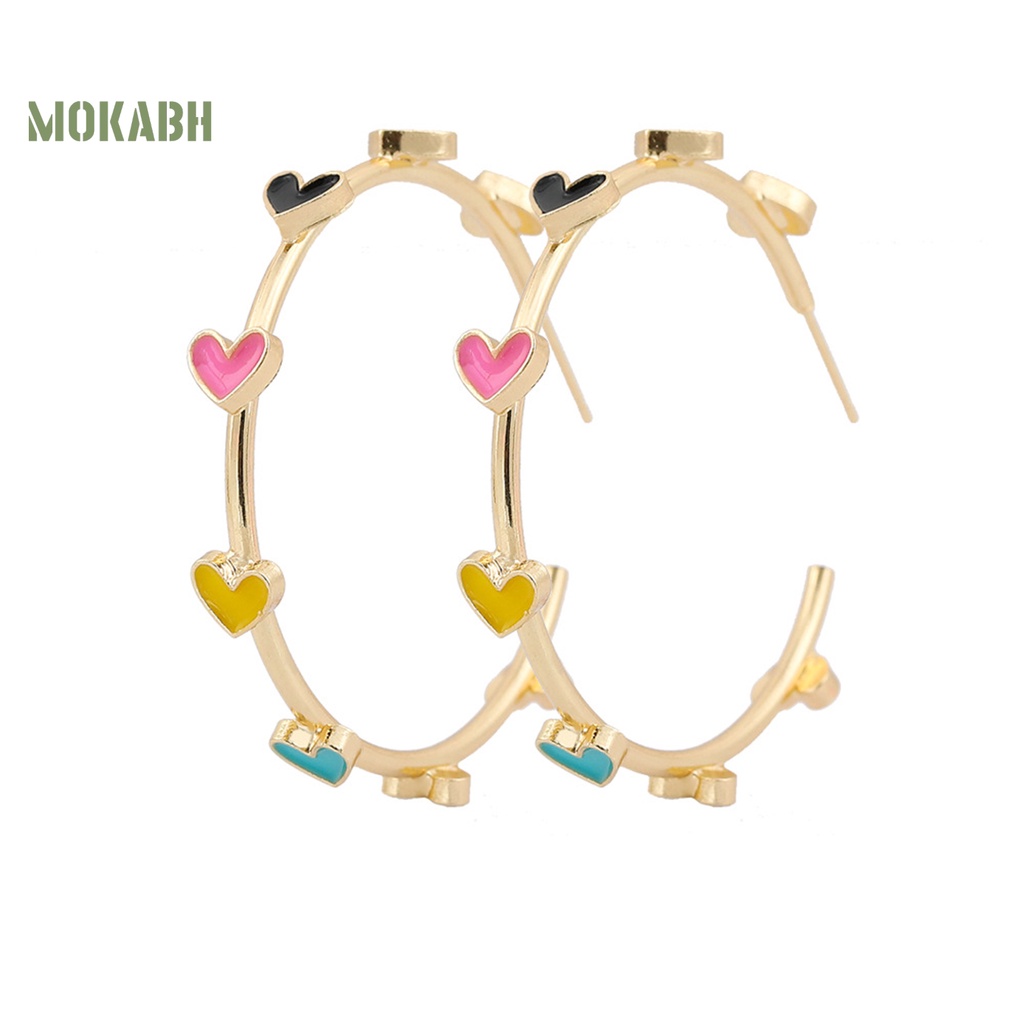 1 Đôi Bông Tai Hình Trái Tim Nhiều Màu Sắc Không Gây Dị Ứng Thời Trang Dành Cho Nữ