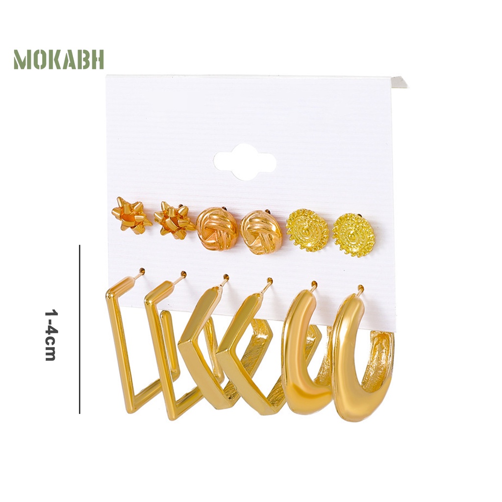 Set 6 Đôi Bông Tai Dạng Vòng Thời Trang Dành Cho Nữ