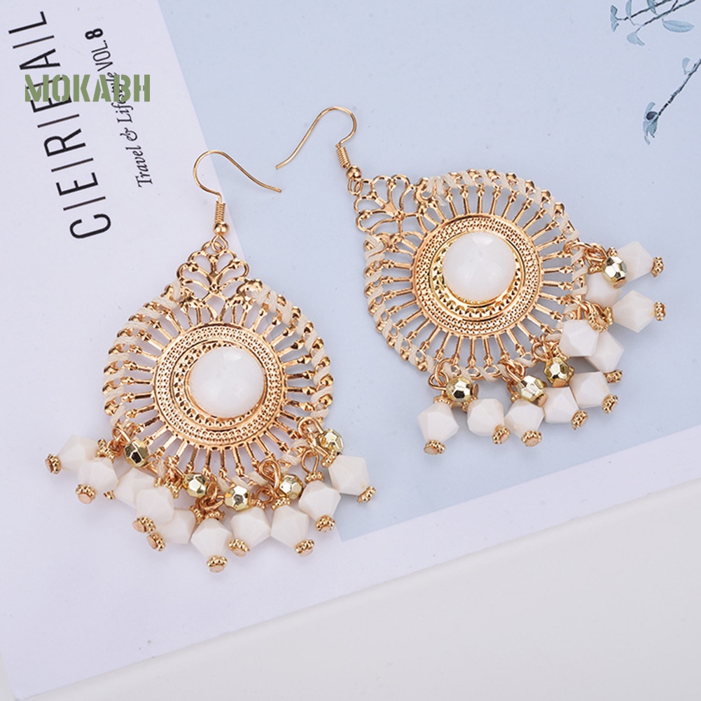 Bông Tai Chuỗi Hạt Phối Tua Rua Phong Cách Bohemia Thời Trang Cho Nữ